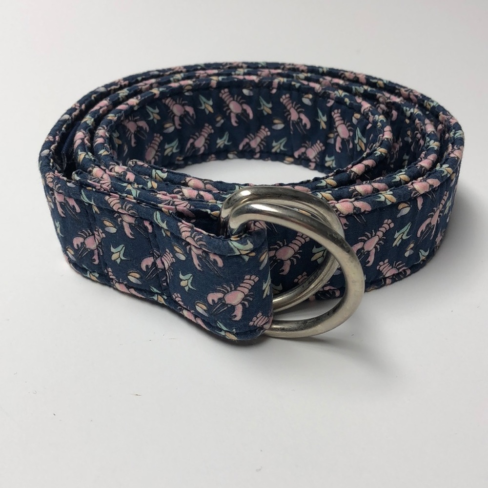 Vineyard Vines pink lobster printed fabric belt